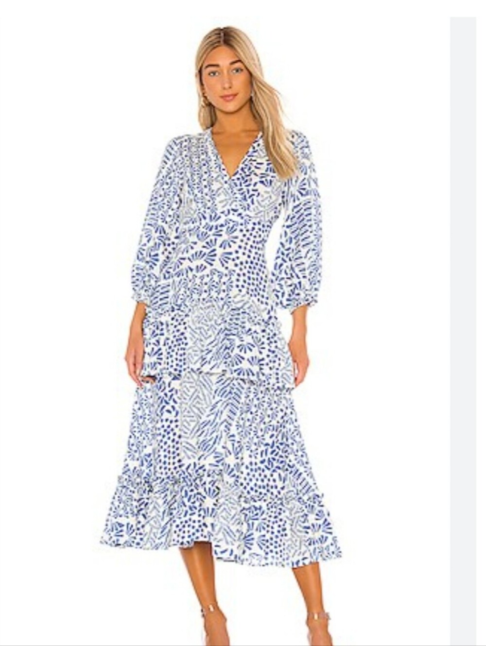 ALEXIS Tereasa Linen Ruffle Midi Dress Size M